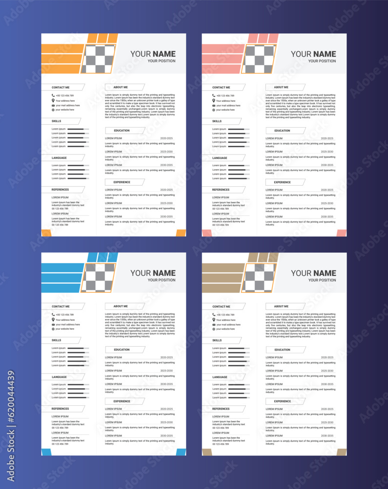 Clean and Modern resume layout or cv template vector