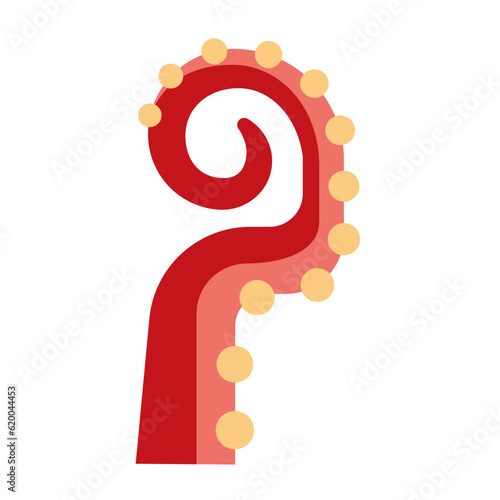Octopus or squid tentacle flat icon vector image.