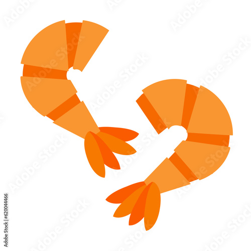 Cooked shrimp seafood flat icon vector image.