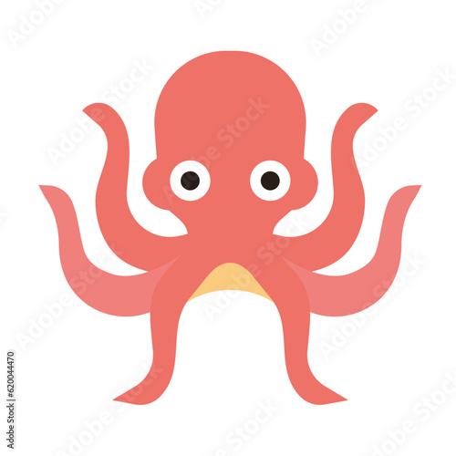 Octopus vector ocean seafood mollusc flat icon.