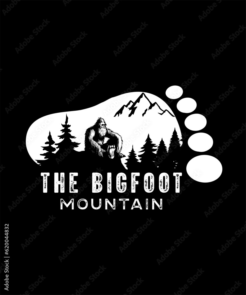 Bigfoot mountain vector illustration tshirt design