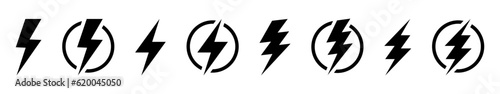 Fash lightning bolt icon. Electric power symbol. Power energy sign, vector illustration