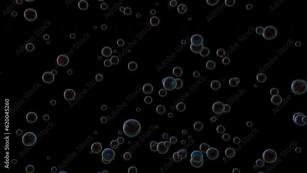 Slow rise of bubbles on a dark background. Slow rise of bubbles on a dark background.