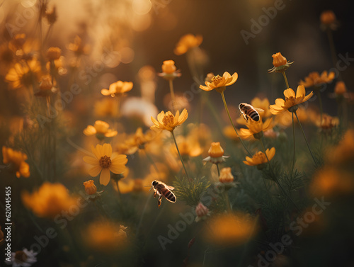 bees on flowers © QuanSheng