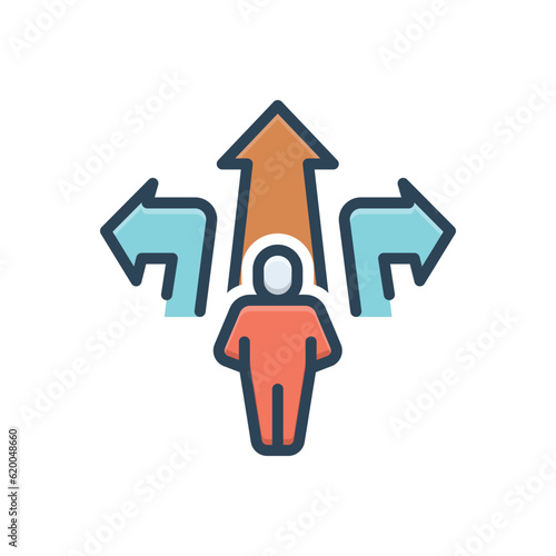 Color illustration icon for decision