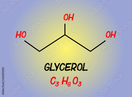 Glycerol simple polyol (sugar alcohol) compound. Vector illustration.