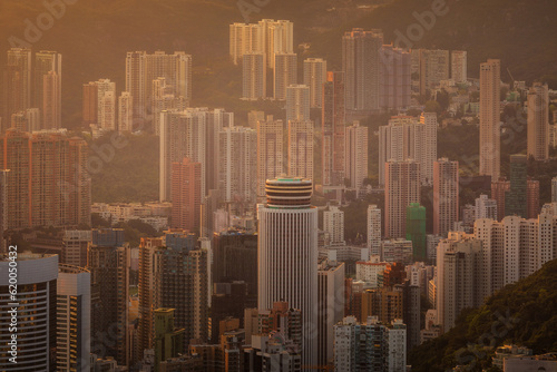 Finance center by buildings in city China, Hong Kong