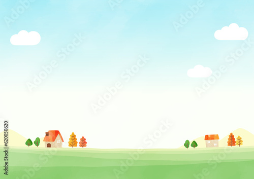 simple illustration of autumn scenery
