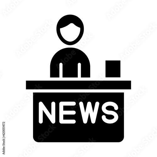 News Anchor Glyph Icon Design