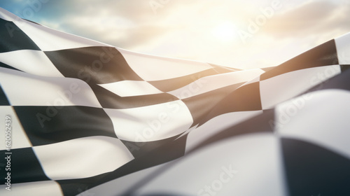 Checkered black and white flag. Generative AI
