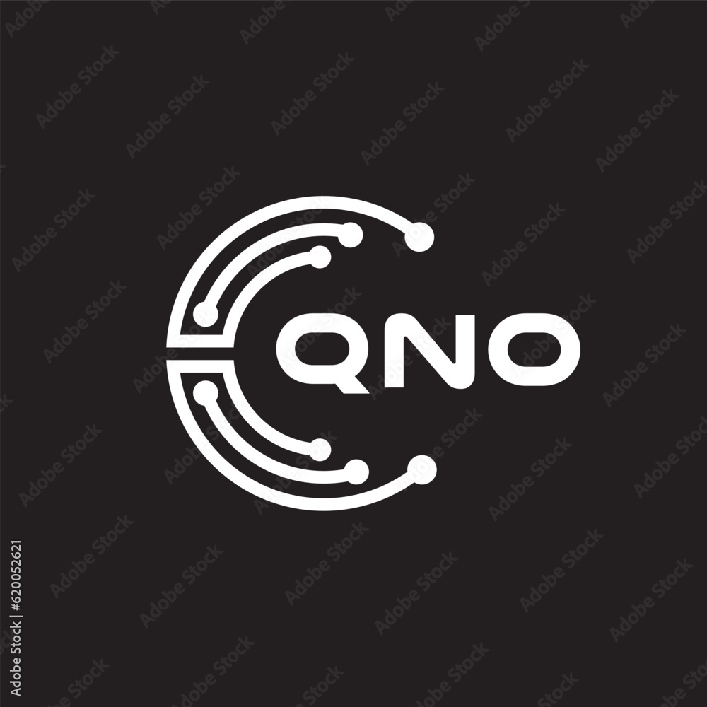 Obraz premium QNOletter technology logo design on black background. QNOcreative initials letter IT logo concept. QNOsetting shape design