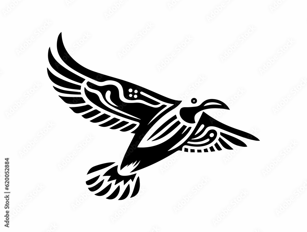 Fototapeta premium Seagull Tattoo stamp stamp print Flight freedom world