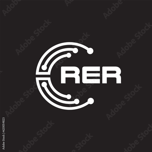 RERletter technology logo design on black background. RERcreative initials letter IT logo concept. RERsetting shape design
 photo