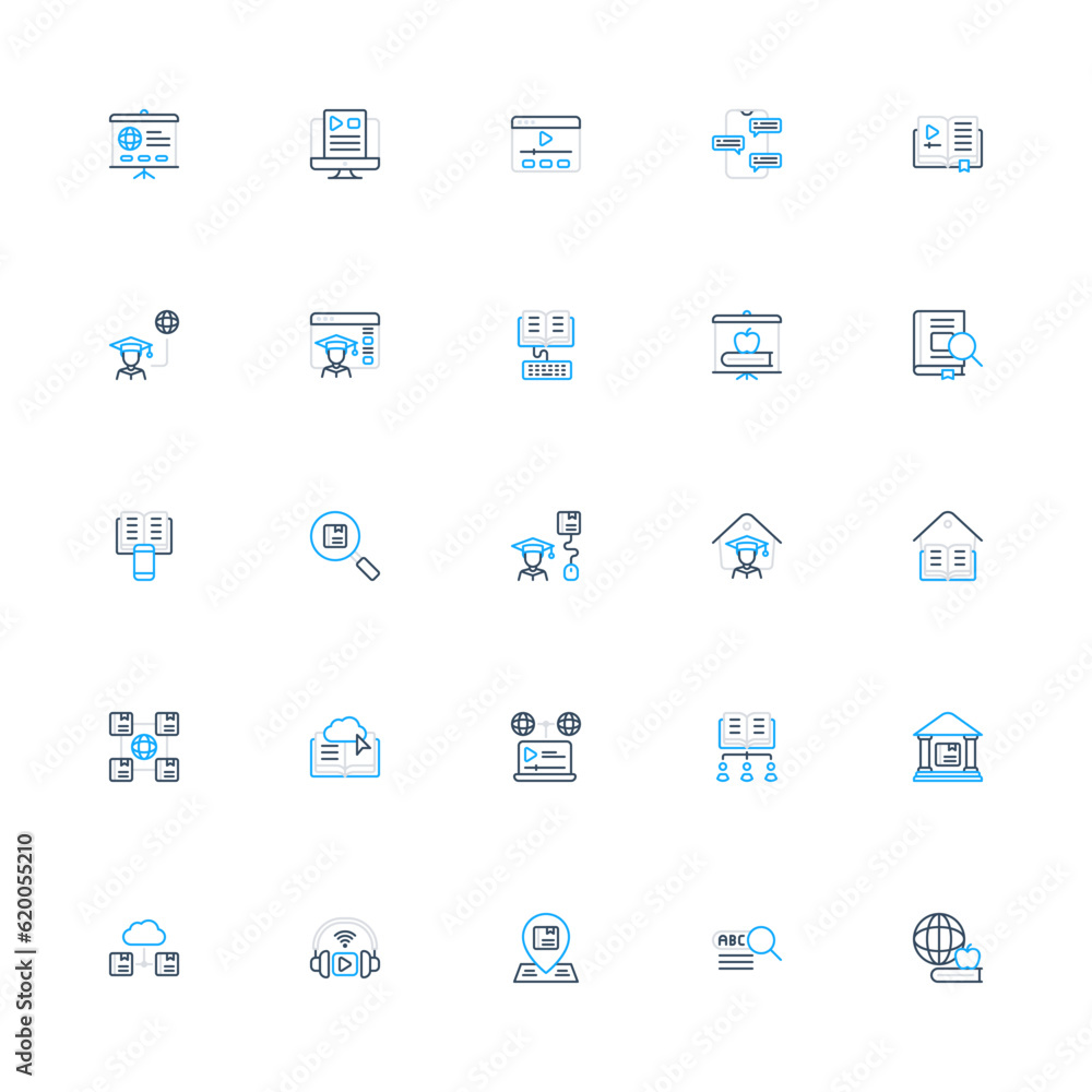 eLearning Duoline 2d Icon. Editable stroke. Pixel Perfect at 32x32