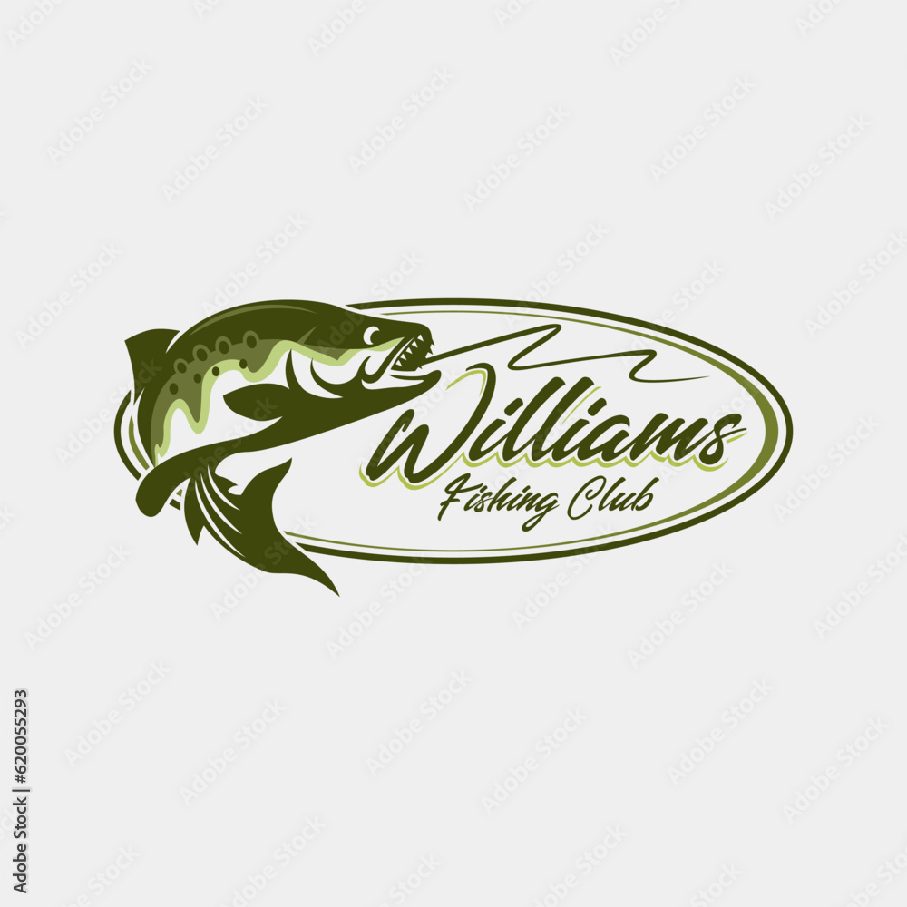 Fishing Logo Fish mascot Design Outdoor adventure logo design template vector illustration Fishing Logo Fish mascot Design Outdoor adventure logo design template vector illustration