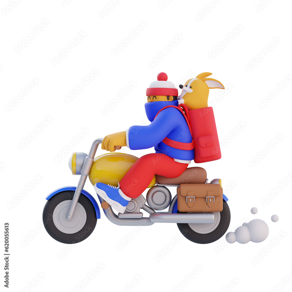 3D man is riding a motorcycle 3D man is riding a motorcycle