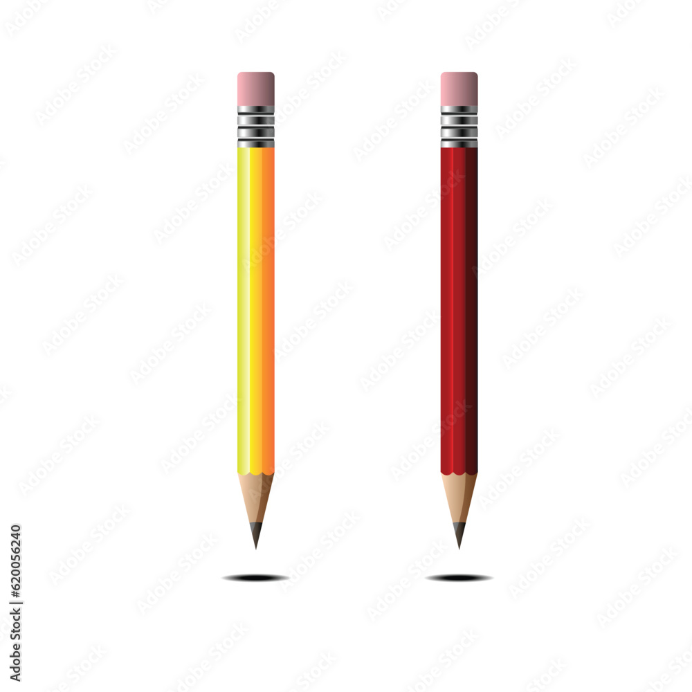 Yellow and red pencil graphite icon isolated on white Yellow and red pencil graphite icon isolated on white