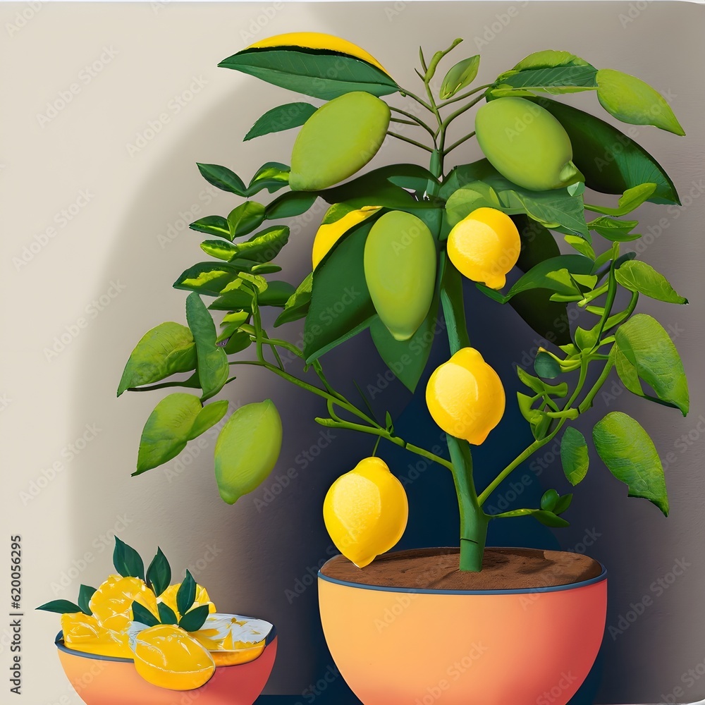 Lemon, Lemon Plant, Lemon Plant full of fruits, Large Fruits, Blossom, Spring, Yellow, Green, Plant in Pot, Hybrid Plant, Hybrid Fruit