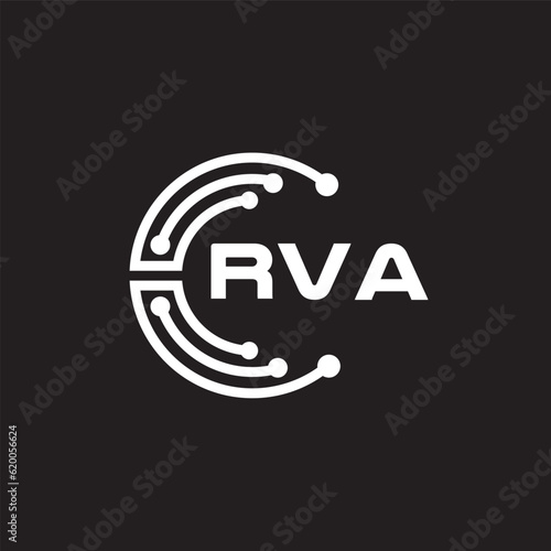 RVA letter technology logo design on black background. RVA creative initials letter IT logo concept. RVA setting shape design. 