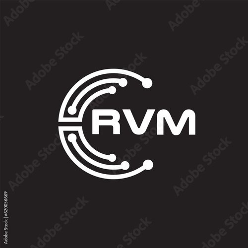 RVM letter technology logo design on black background. RVM creative initials letter IT logo concept. RVM setting shape design. 