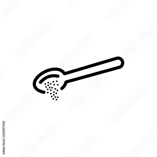 Spoon sugar powder icon, add teaspoon ingredients, cooking food baking, thin line web symbol on white background - editable stroke vector illustration.