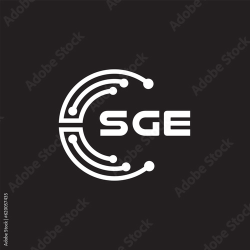 SGE letter technology logo design on black background. SGE creative initials letter IT logo concept. SGE setting shape design.
 photo