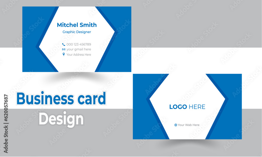 Double-sided creative business card template. Portrait and landscape orientation. Horizontal and vertical layout. Vector illustration