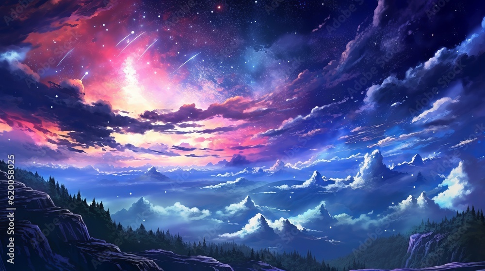 Nighttime tranquility: anime starry night scene immerses viewers in ...