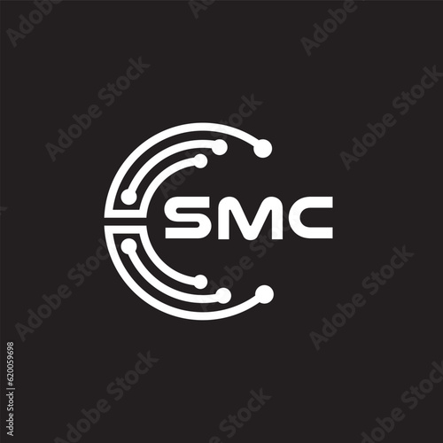 SMC letter technology logo design on black background. SMC creative initials letter IT logo concept. SMC setting shape design.
 photo