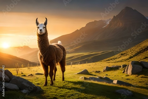 llama at sunset