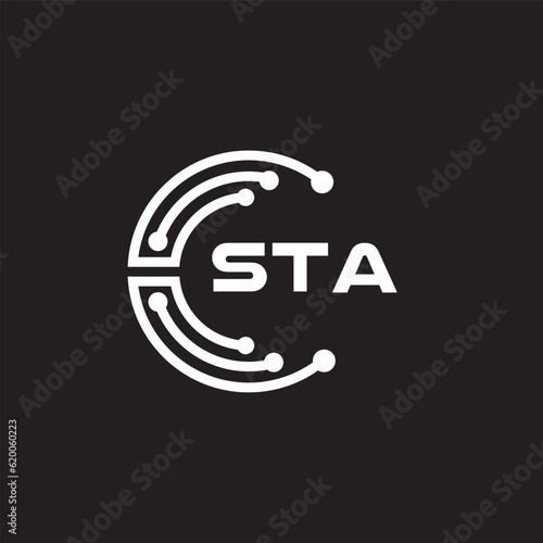 STA letter technology logo design on black background. STA creative initials letter IT logo concept. STA setting shape design.
 photo