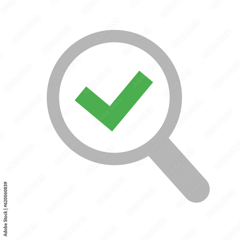 magnifier glass with check mark icon magnifier glass with check mark icon