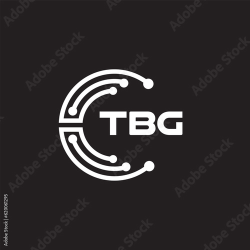 TBG letter technology logo design on black background. TBG creative initials letter IT logo concept. TBG setting shape design.
 photo