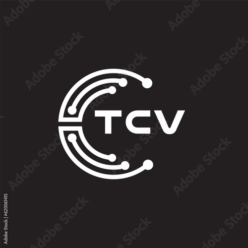 TCV letter technology logo design on black background. TCV creative initials letter IT logo concept. TCV setting shape design.
 photo
