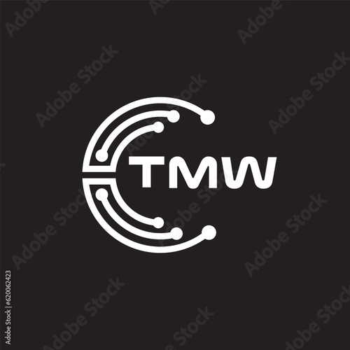 TMw letter technology logo design on black background. TMw creative initials letter IT logo concept. TMw setting shape design. 