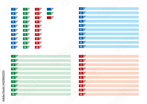 1から10までの数字の見出しの飾り