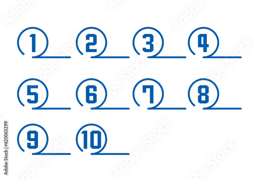 1から10までの数字の見出しの飾り