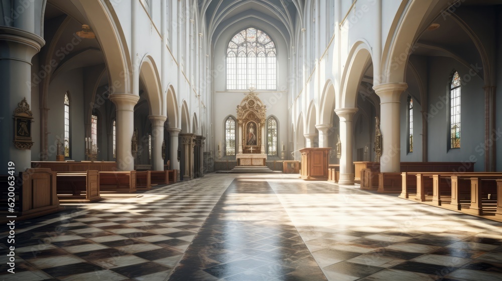 教会の室内風景,Generative AI AI画像