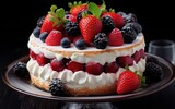 Decadent Delight Cheesecake Adorned with Luscious Berries. Generative AI
