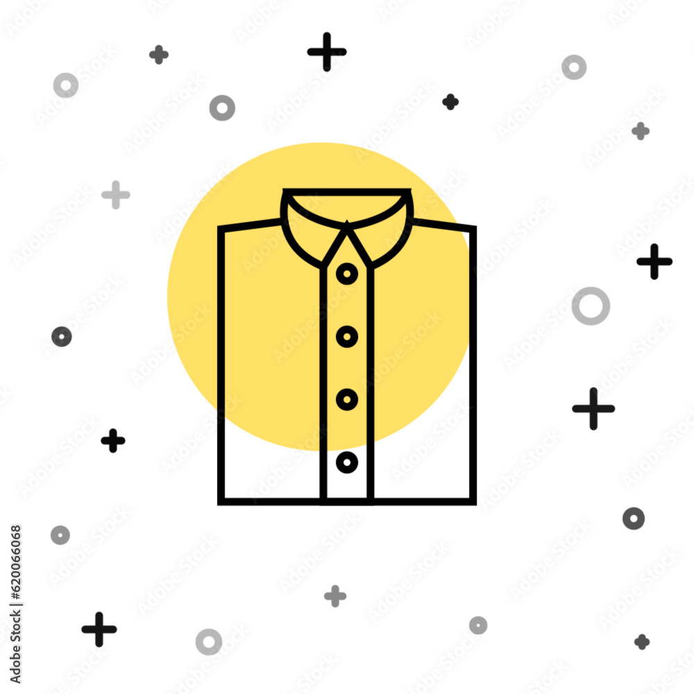 Black line Shirt icon isolated on white background. T-shirt. Random dynamic shapes. Vector Black line Shirt icon isolated on white background. T-shirt. Random dynamic shapes. Vector