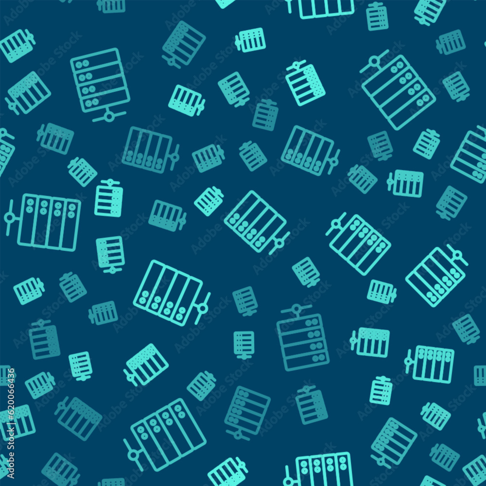 Green line Server, Data, Web Hosting icon isolated seamless pattern on blue background. Vector Green line Server, Data, Web Hosting icon isolated seamless pattern on blue background. Vector