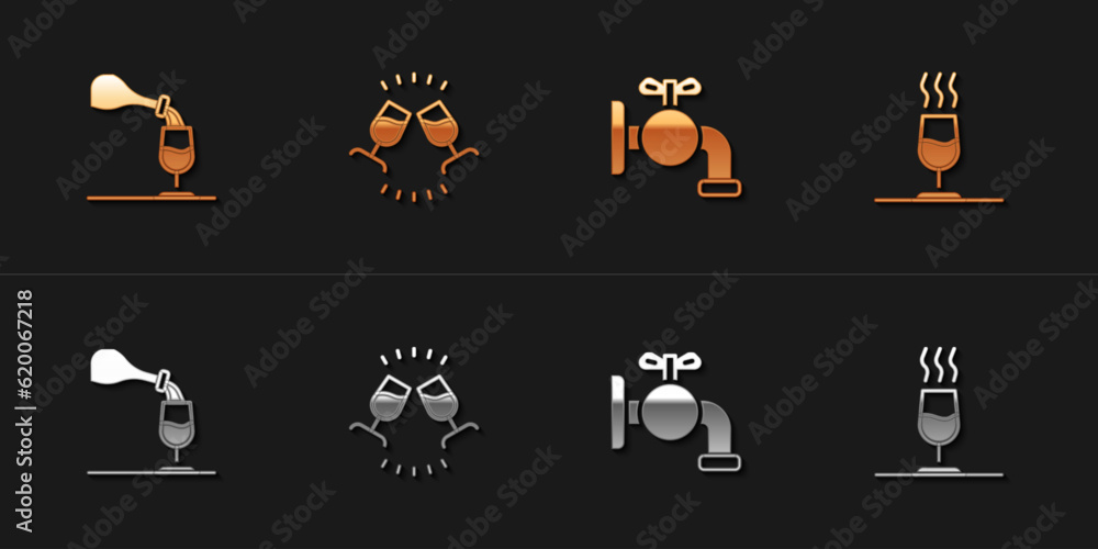 Set Wine tasting, degustation, , Tap for barrel and icon. Vector