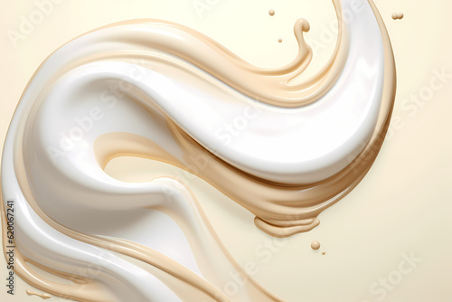 Luxury skincare captured as a swirling cosmetic milk liquid, epitomizing smoothness and purity, excellent for a beauty and wellness-focused project, generative ai