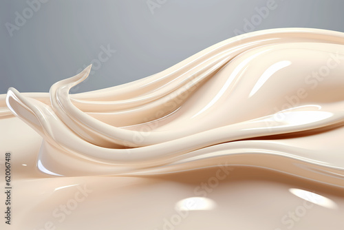 Luxury skincare captured as a swirling cosmetic milk liquid, epitomizing smoothness and purity, excellent for a beauty and wellness-focused project, generative ai © Phanida