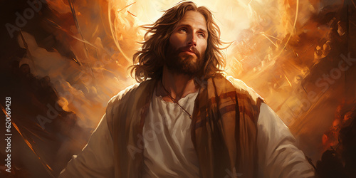 Jesus Christ portrait art. Generative AI illustration
