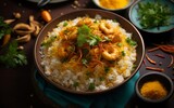 Shrimp Biryani Fried Rice. Generative AI