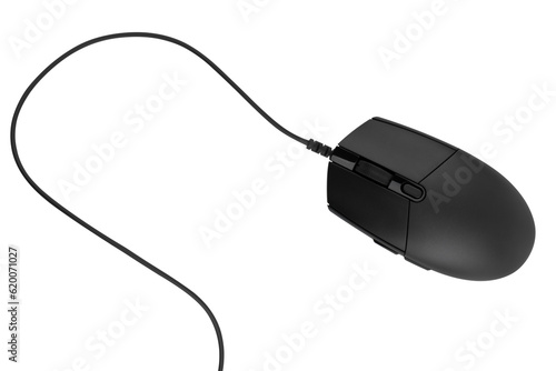 Computer mouse on a white background. Wired computer mouse close-up isolated on a white background.