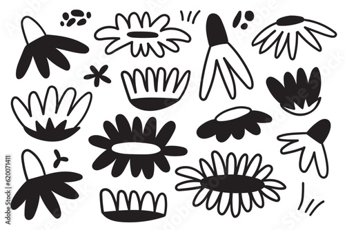Vector collection of hand-drawn flowers. Daisies illustration set