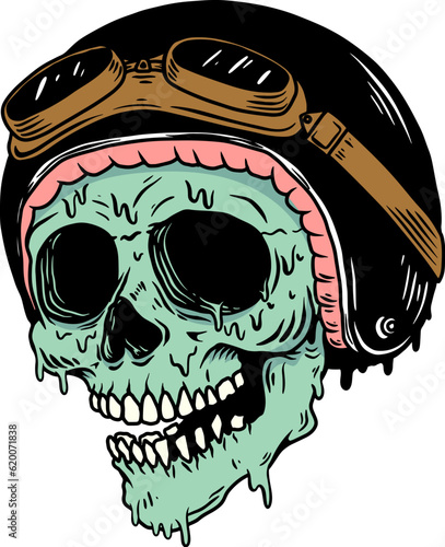 Zombie biker. Dead racer. Design element for t shirt, poster, card, emblem