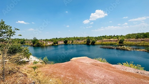 landscape with lake and trees in Kamphaeng Phet Province, Thailand